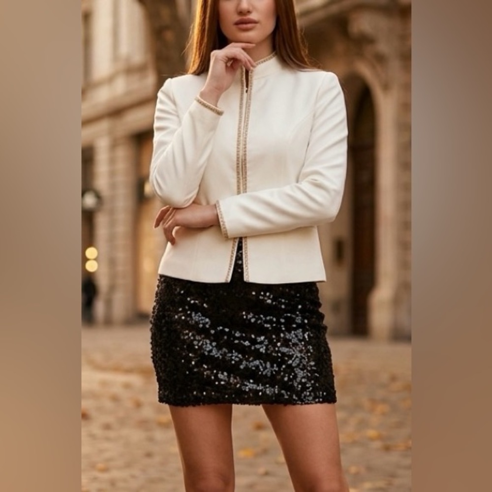 Bailey 44 Black and Silver Sequin Mini Skirt